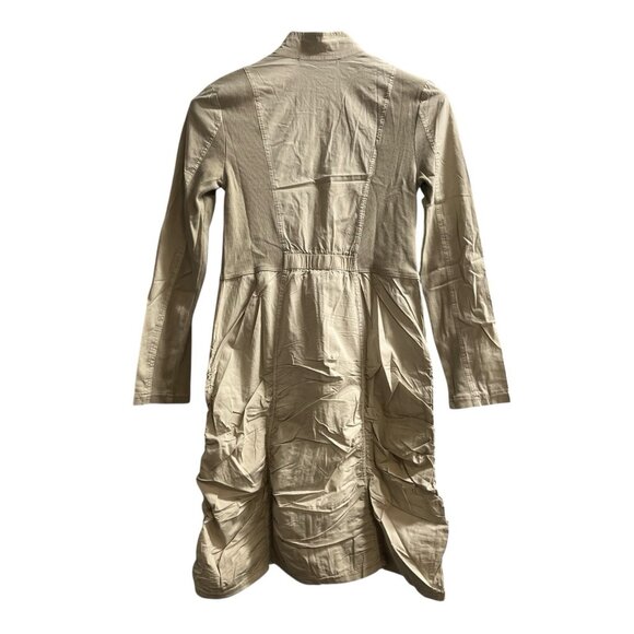 Wearables By XCVI Lenchen Jacket Dress Womens XS Tan Ruched Lagenlook Capsule - Picture 2 of 10